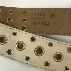 Prada Accessories - PRADA Leather Belt w Gold Tone Grommets SZ 90 36 Prada Accessories - PRADA Leather Belt w Gold Tone Grommets SZ 90 36
